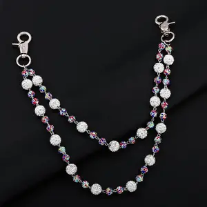 1pc Disco Ball Rhinestone Wallet Chain Hip Hop Fashion Jewelry Pendant Cluster Pants Jean Pocket Belt Chain for Men Gifts