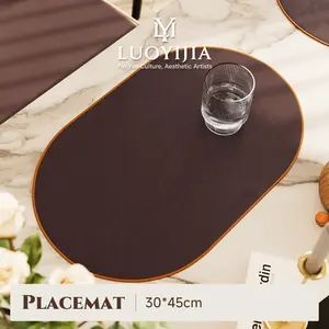 LuoYiJia leather placemats, double-sided set of 4 oval placemats, heat-resistant, 100% waterproof, washable and wipeable faux leather double-sided table mats, suitable for hotels, kitchens, restaurants, indoor/outdoor gatherings, 30 cm × 45 cm