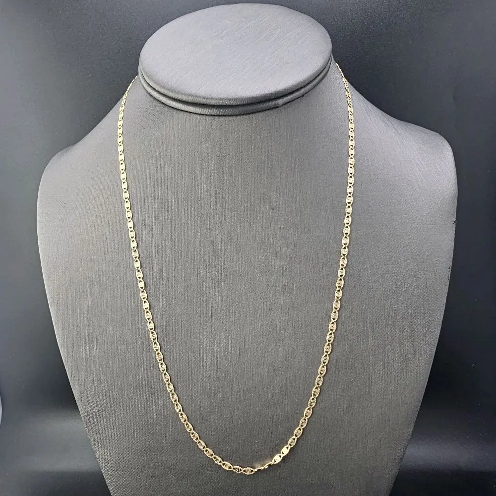 14K Gold Chain 20" Figaro Necklace for Women and Men