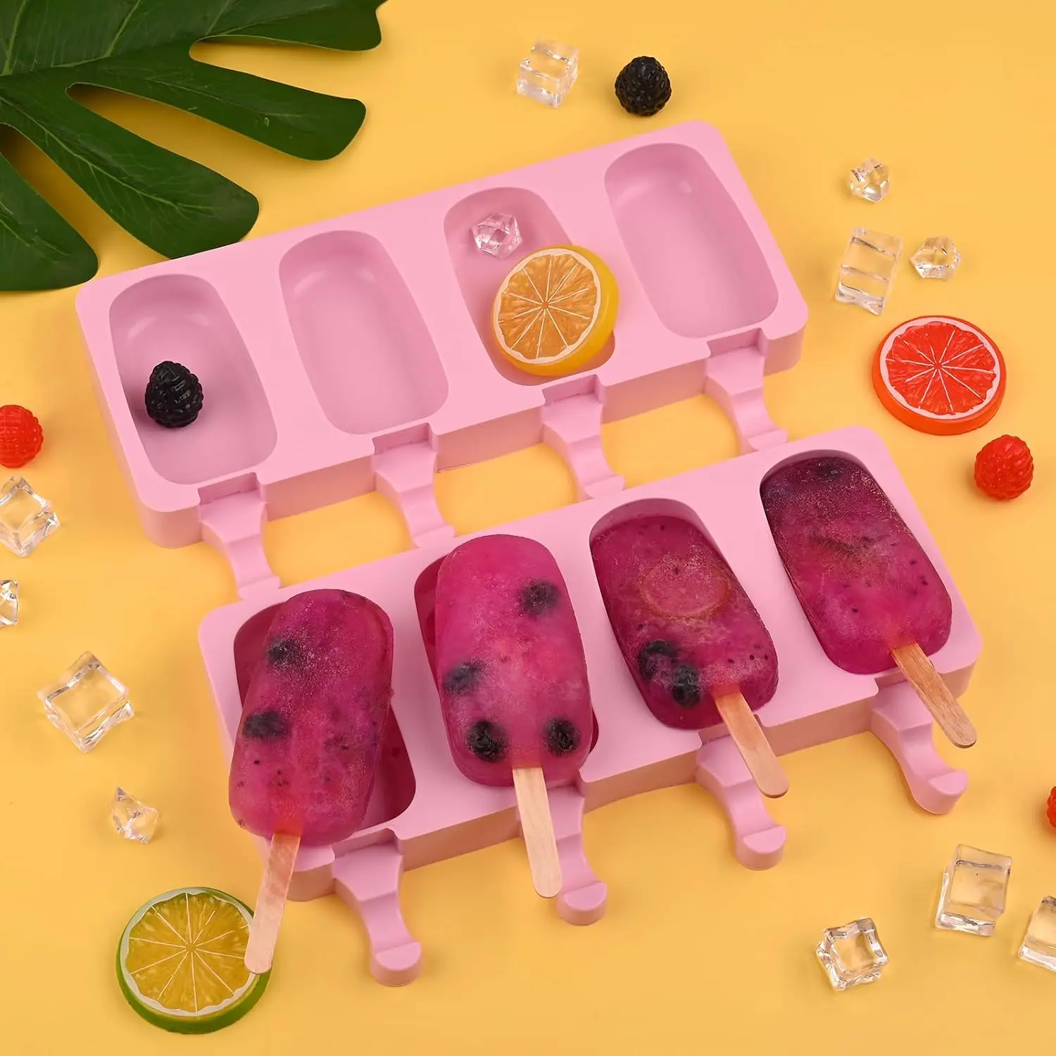 2Pcs Pink Popsicles Molds,Homemade Cake Pop Molds, Reusable Silicone Ice Pop Cream Maker Cakesicle Molds with 50 Wooden Sticks Kitchenware - Home Improvement.