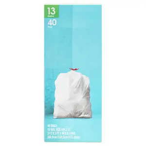 13-Gallon Drawstring Tall Kitchen Trash Bags - Pack of 40