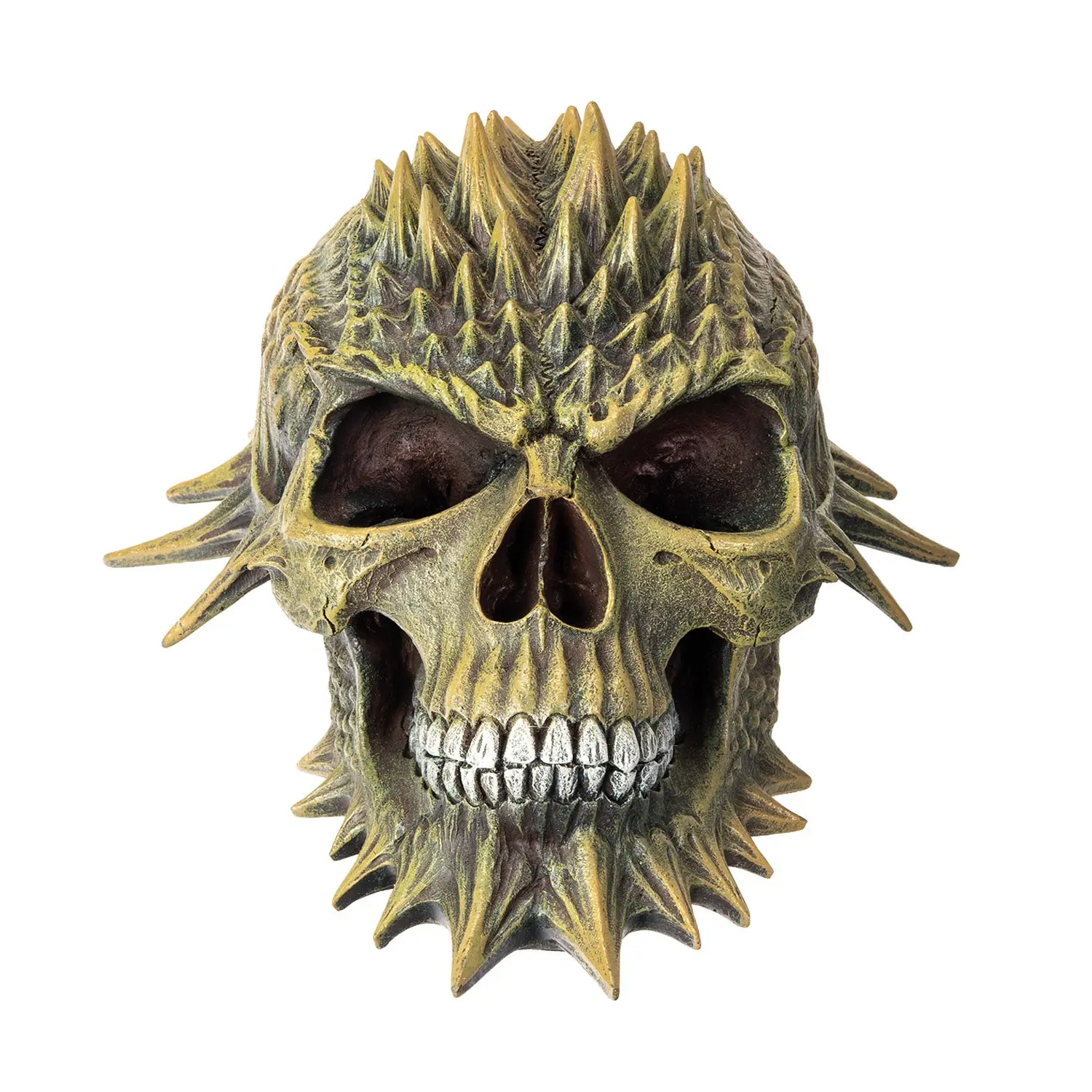 Venomspire Skull Figurine – Spiked Gothic Horror Skull Statue with Dark Patina Finish