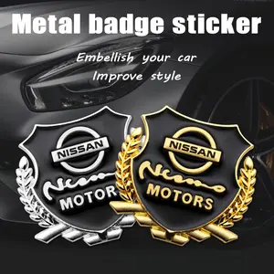 2pcs 3D Metal Stickers Universal Car Wing Trunk Decals Wheat Emblem for Nissan Qashqai Juke X-Trail Patrol Note Juke Leaf Altima Almera Maxima Micra Murano Rogue Pulsar Sentra Teana Tiida March Navara Nismo Sylphy Sticker For Cars