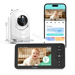 Simyke Smart Baby Monitor with Camera and Audio, 5" 1080P Screen,Pan-Tilt Camera with Night Vision,ECO/VOX,4000mAh Battery, 2-Way Talk, Photo & Video Recording, Safety Indoor Camera, Video Baby Monitor Pet Came