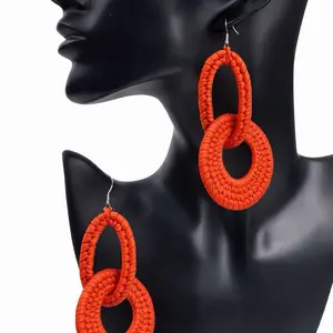 Rafia Earring - Handcrafted Woven Embellishments Lightweight & Durable High-Quality Raffia Fibers Perfect for Women's Unique Statement Pieces