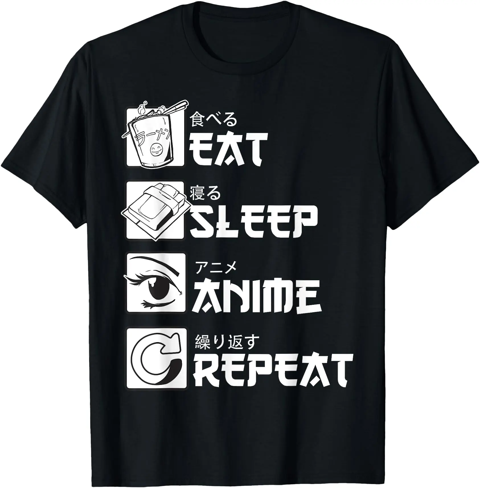 Eat Sleep Anime Repeat Manga Shirts Men Women Unisex T-Shirt Sweatshirt Hoodie Crewneck Casual Shortsleeve Tshirt Classic Cotton top