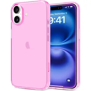Compatible with iPhone 16 Plus Case Clear, Soft Transparent TPU Cover, Slim Thin Shockproof Phone Case for iPhone 16 Plus 6.7-Inch, Pink