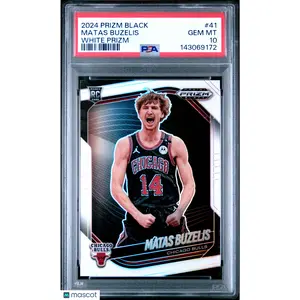 2024-25 Panini Prizm Black Matas Buzelis #41 RC Rookie White /175 PSA 10