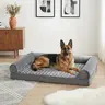 XL Orthopedic Dog Bed (42x30x6.5in) - CertiPUR-US Foam, OEKO-TEX Fleece Cover, Built-In Head Pillow, Waterproof Liner, Non-Skid Bottom, Plain Polyester Fibre, Machine Wash Snap-On Cover for 80+ Lbs Senior Dogs' Joint Relief