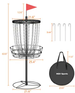 NQV Disc Golf Basket,24 Chain Portable Disc Golf Baskets with Bag,Disk Golf Basket, Disc Golf Targets,Disc Golf Goal,Disc Golf Cage Outdoor Indoor Professional Practice Springtok Compact