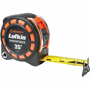Lufkin Tape Measure, 35 ft. Long Blade, 1-3/16 in. Wide Black & Yellow Blade with 1/16 & 1/8 in. Graduations, Black & Orange Case L1135-02