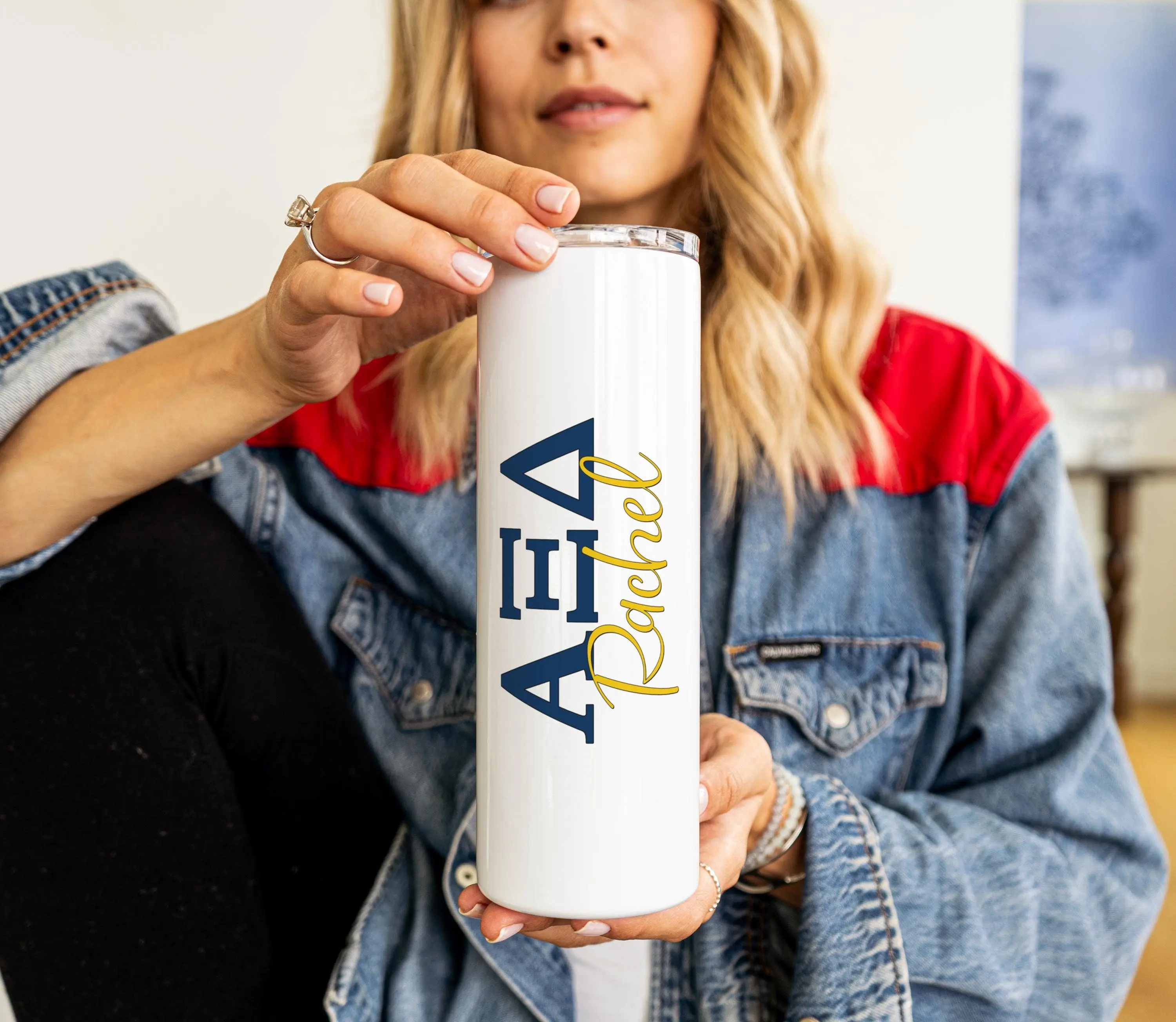 Alpha Xi Delta Custom Skinny Tumbler - Perfect Sorority Gift