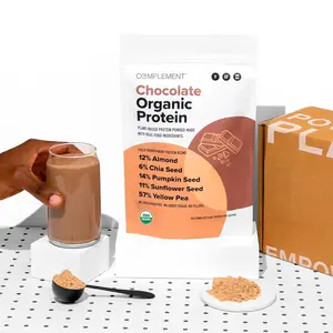 Chocolate Organic Plant Protein for Strength, Recovery & Longevity – Organic Cocoa for Smooth Flavor – Transparent Blend of Almond, Pea, Chia, Sunflower & Pumpkin Seed | COMPLEMENT Protein – Vegan, 15g Protein, 100 Calories, 1g Net Carbs – 30 Servings