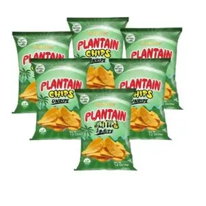 Bushfaller Unripe Plantain Chips, Lightly Salted, Serious Crunch, Healthy Vegan Snack Made with 100 Percent Vegetable Oil, Non-GMO, Zero Sugar, Savoury and Plant Based with No Preservatives, 1.2 oz, 6-Packs, Pack of 12