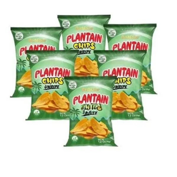 Bushfaller Unripe Plantain Chips, Lightly Salted, Serious Crunch, Healthy Vegan Snack Made with 100 Percent Vegetable Oil, Non-GMO, Zero Sugar, Savoury and Plant Based with No Preservatives, 1.2 oz, 6-Packs, Pack of 12