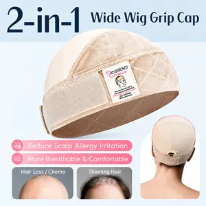 Summervibes Dreamlover 2-in-1 Non Slip Wig Caps with Velvet Wig Grip Band for Women, Wide Wig Grip Cap for Glueless Wigs