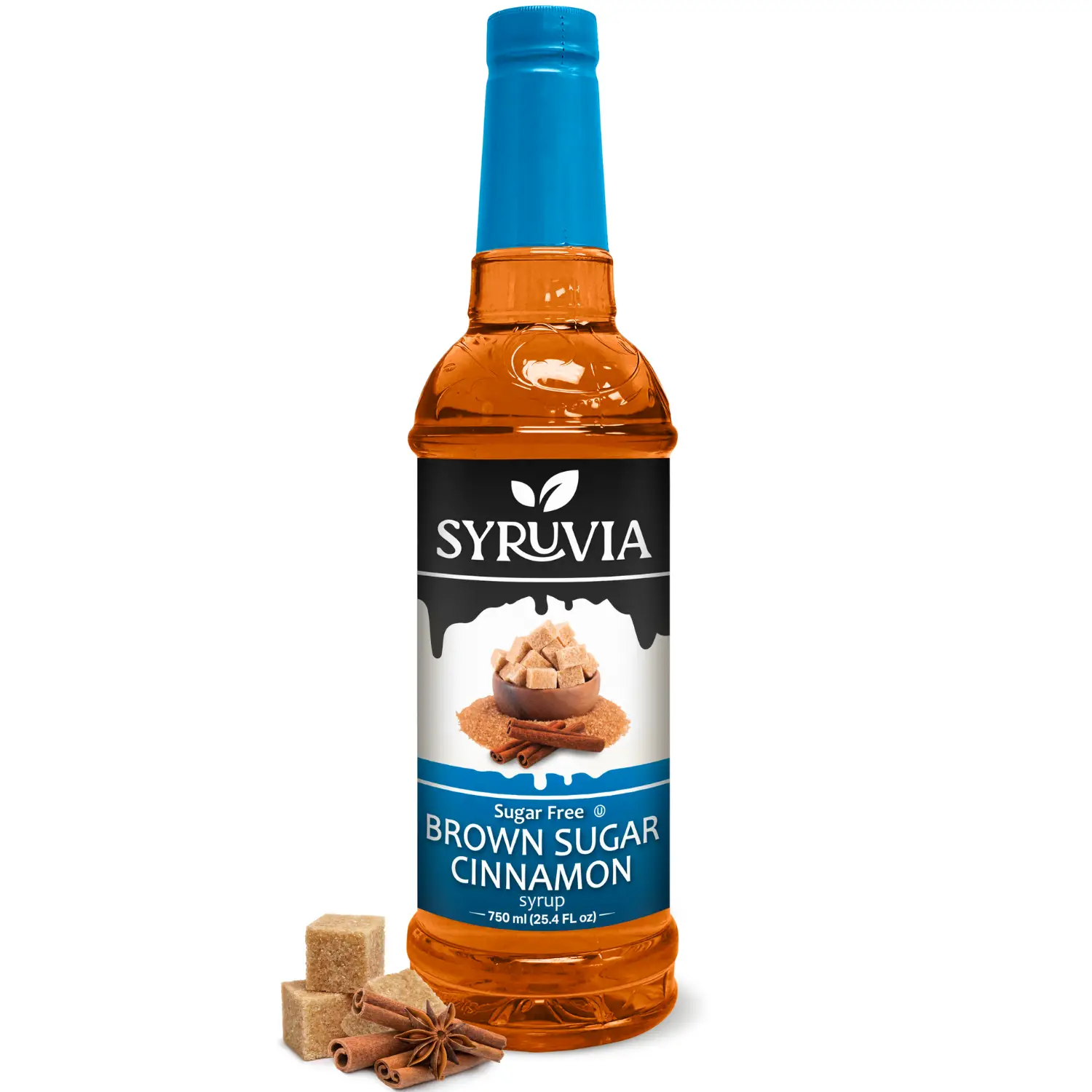 Syruvia Sugar-Free Brown Sugar Cinnamon Coffee Flavoring Syrup 25.4oz - 0 Calories, Kosher, and Gluten-Free. Perfect for Drinks, Sodas, Shakes & More.
