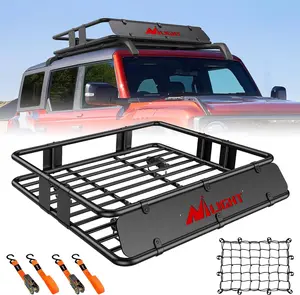 Nilight 43" x 39" x 6" Universal Roof Rack Cargo Basket Heavy-Duty 250LBS Capacity Rooftop Cargo Carrier with Cargo Net Ratchet Straps Luggage Holder for SUV Truck Vehicle
