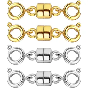 Double Magnetic Necklace Clasps and Closures 14K Gold and Silver Bracelet Extender Jewelry Clasps Converters for DIY Jewelry Making