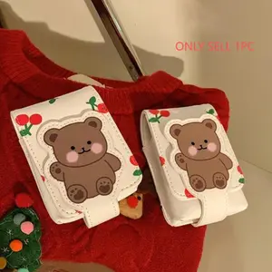 Cute Little Bear Pattern Makeup Bag with Mirror, Compact Portable Mini Travel Cosmetic Storage Bag, Makeup Organizer Pouch, Versatile Storage Bag for Skincare, Gift