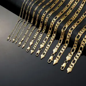14K Real Gold- Plated Figaro Chain Necklace for Men-2mm/ 10mm Wide,24"Italian-Style Cuban Link,Tarnish- Free Nanotech Coating,Hip Hop Streetwear, Minimalist Layering Jewelry, Gift for Him cuban chain rapper men's woman birthday fashion alloy