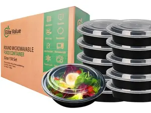 Meal Prep Containers with Lids - 32OZ Meal Prep Bowls, Disposable Food Prep Containers, Round To Go Containers with Lids, BPA-Free, Freezer & Dishwasher Safe
