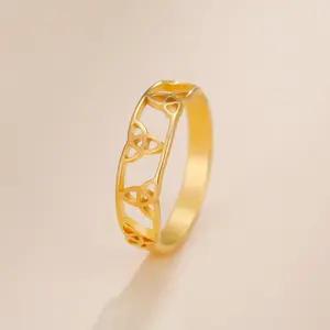 Skyrim Trinity Triquetra Celtics Knot Rings Stainless Steel Gold Color Finger Ring Talisman Amulet  Jewelry Gift for Women