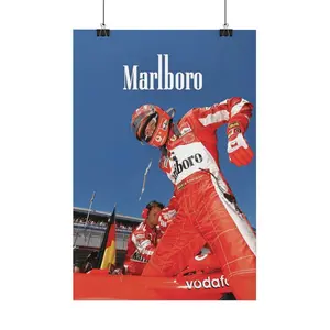 Vintage F1 Michael Schumacher Marlboro Poster Part I Retro Racing Car Wall Art Print Formula 1 Collectible Wall Decor for Fans Canvas Framed
