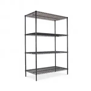 Alera  Industrial Wire Shelving Starter Kit 4 Shelves 48w x 24d x 72h Black