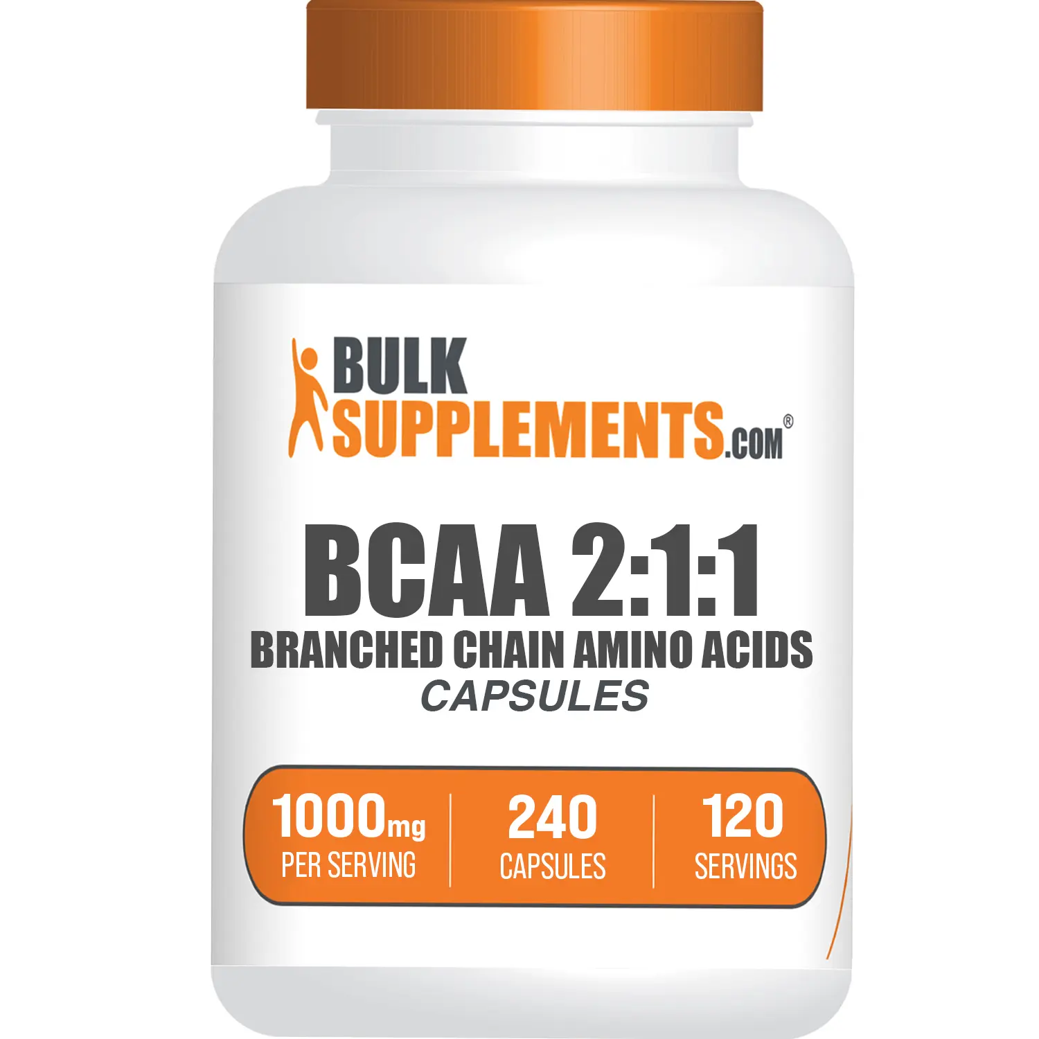 BulkSupplements - BCAA 2:1:1 (Branched Chain Amino Acids) Capsules - Amino Acids Nutritional Supplements - 240 Capsules - 1000mg per Serving