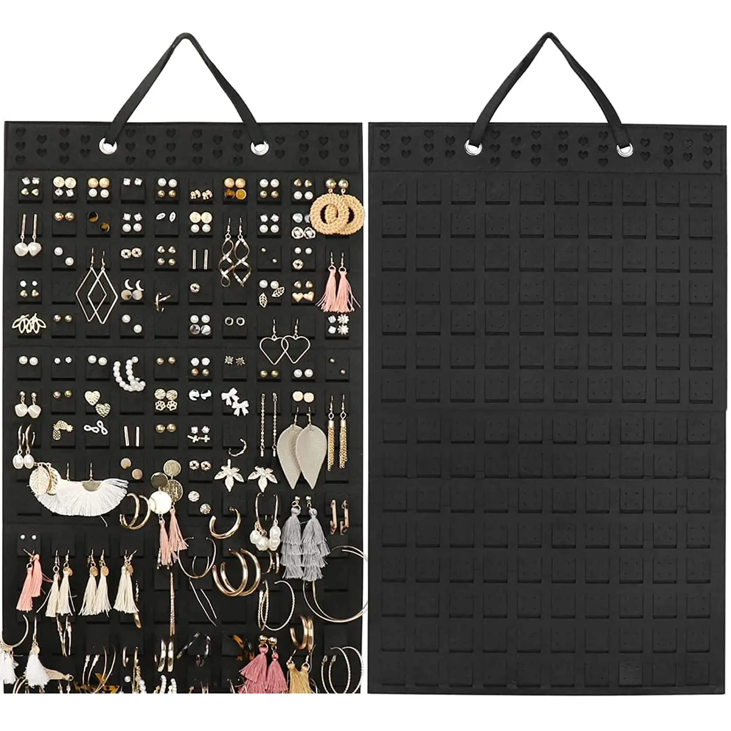 Hanging Earrings Organizer, Earring Holder & 20 Hooks, Holds Up To 300 Pairs, Compact Design, Soft Material, Earring Hanger Earring Display Hanging Organizer for Women Girls -1 Pack