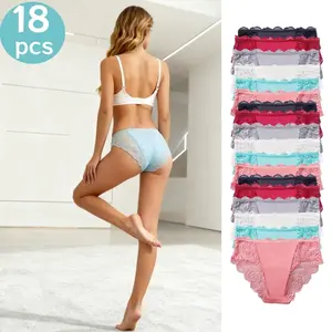 QQ Women's Lace Panties 18-Piece Value Pack - Mid-Rise, Non-Roll Waist (No Digging), Buttery Soft Lace (No Itch), Ideal for Daily Lounging/Errands, Holiday Gifts for Her Womenswear Bridal