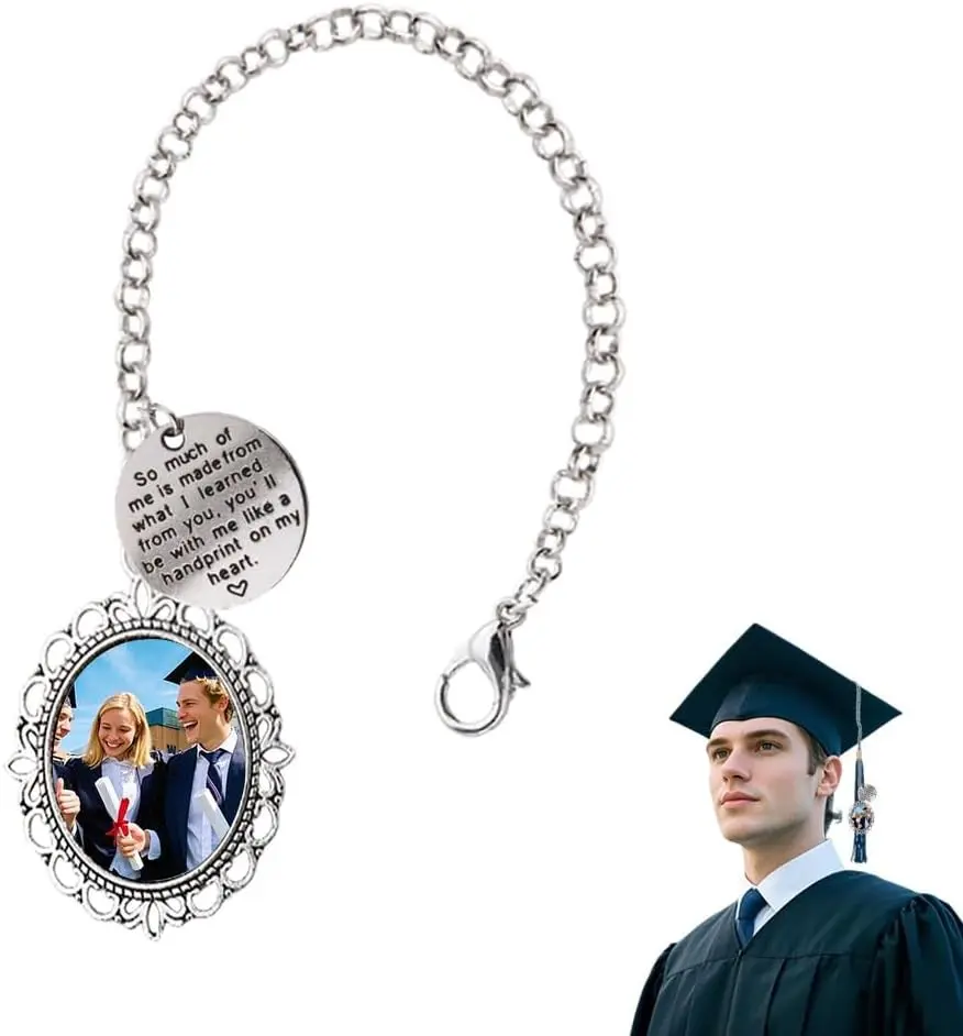 Cap Decorations for Graduation Teacher Appreciation Thank You Gifts for Women Men Personalized Tassel Cap Charm with Memorial Photo for Graduation Cap Tassel Memorial Photo Charm for Grad Hat
