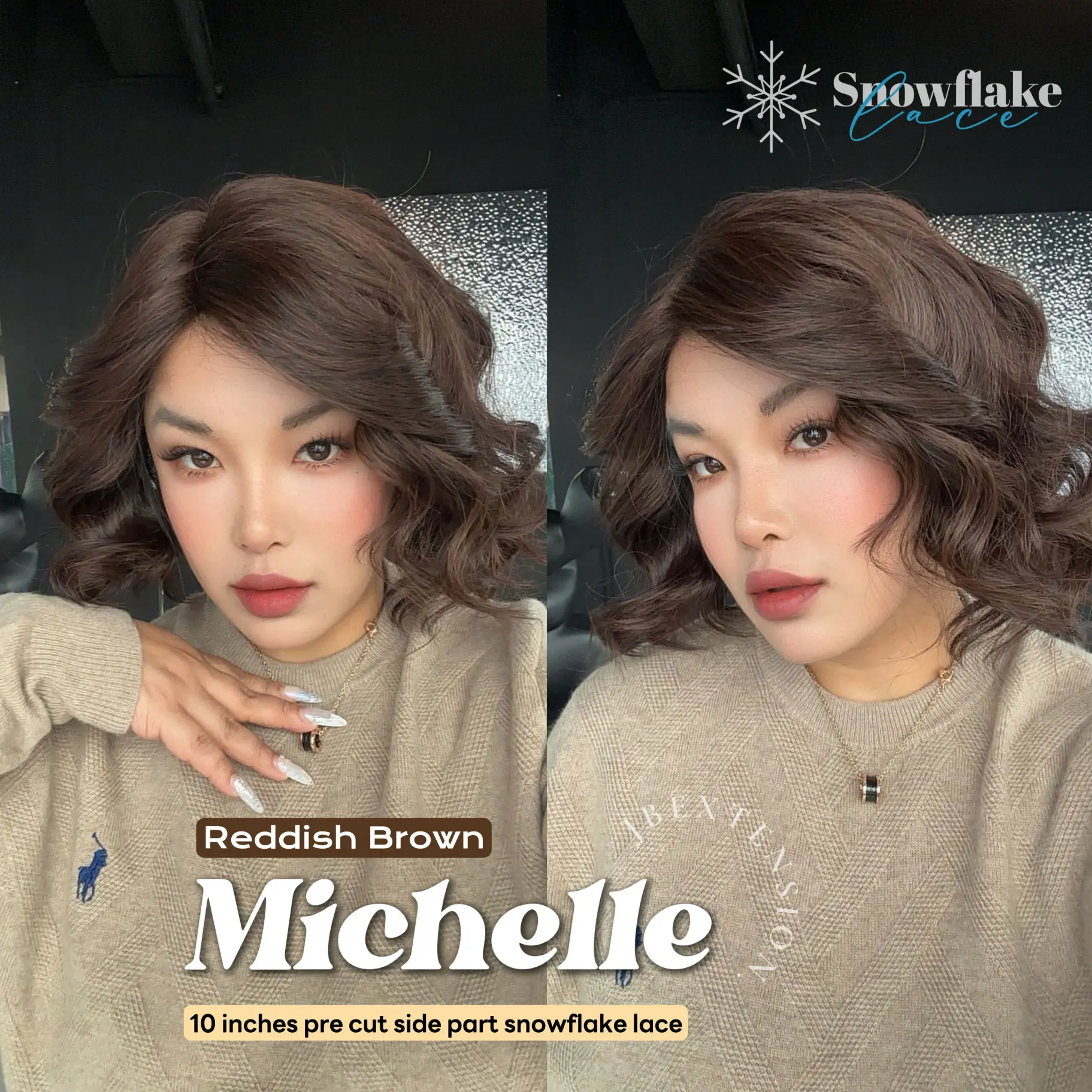 JBEXTENSION 10 Inches Pre-Cut Side Part Snowflake Lace Frontlace Glueless Wig MICHELLE【BENDY EAR TABS】 JBEXTENSION 10 Inches Pre-Cut Side Part Snowflake Lace Frontlace Glueless Wig MICHELLE【BENDY EAR TABS】