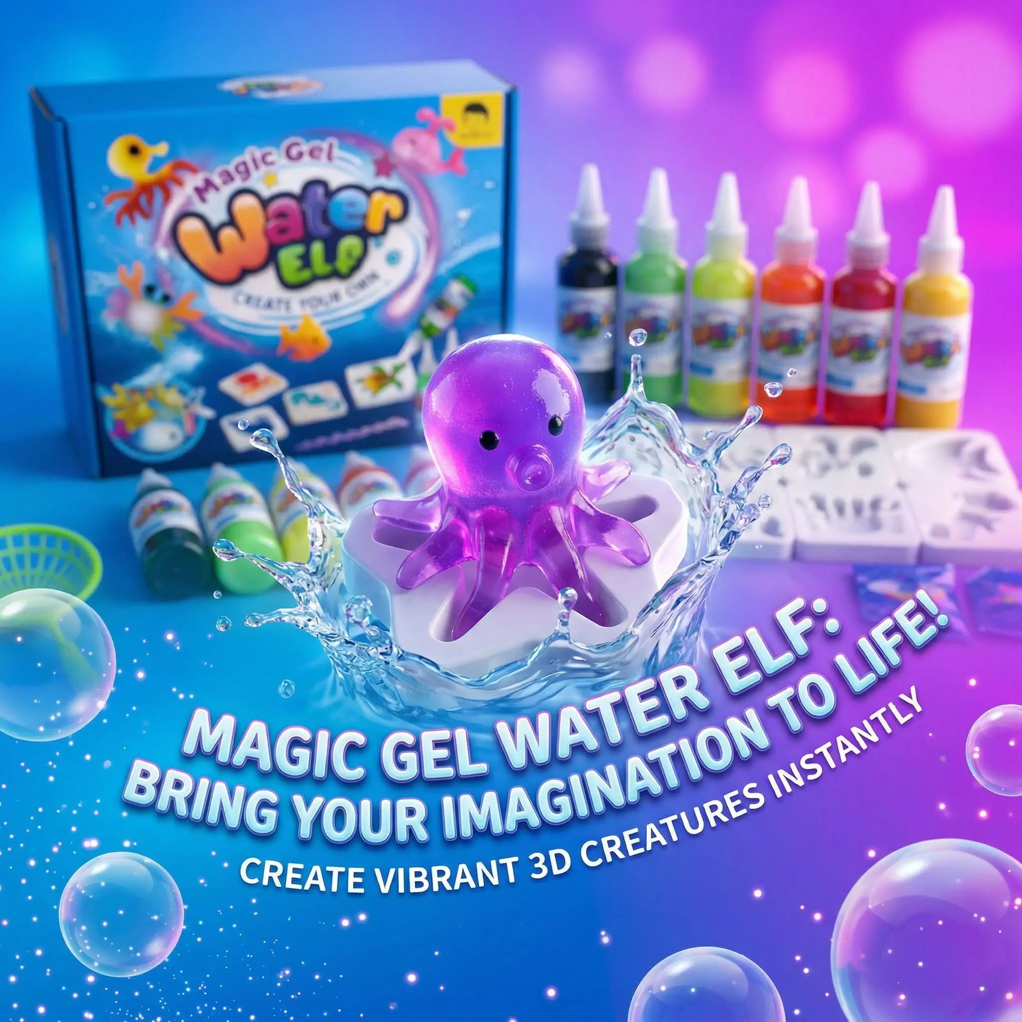 Glow in the Dark Magnetic Blocks Magic Water Gel DIY Craft Science Experiment Kit | Molds + Gel + Tools, Sensory STEM Learning Tool Toy | Non-Toxic, ASTM Certified, Fine Motor + Creativity | Gift for 3-8 Year Old Birthday Easter Party, Preschool