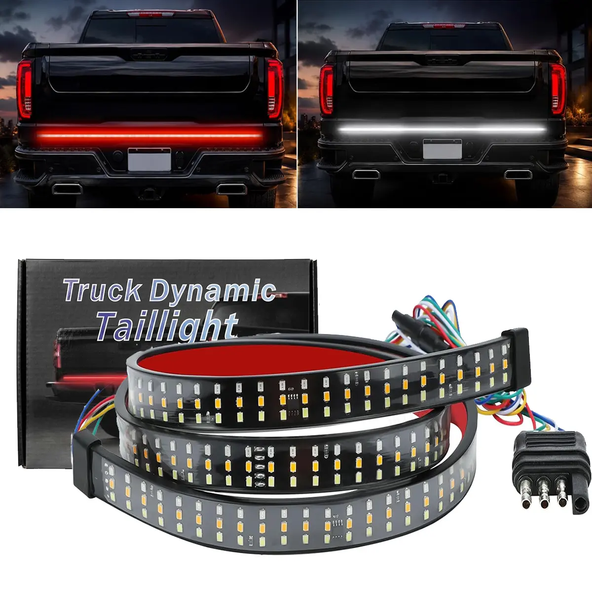 60" Universal LED Tailgate Light Bar - Sequential Turn Signal, Brake Light Strip, Plug-and-Play, IP67 Waterproof Vehicle Accessories for Ford F150/F250, RAM 1500, Chevy Silverado, SUV