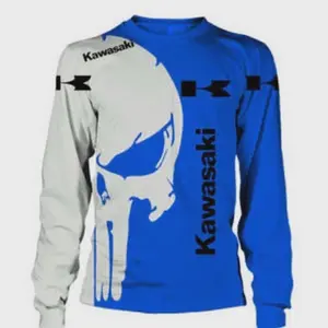 Kawasaki BLue Long sleeve Shirt 3D Racing Size S-5XL Printed 3D