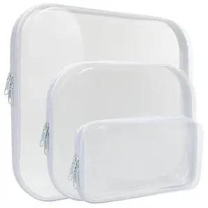 Zippered Hard Pouch, 3 Counts/set Clear Hard Shell Zipper Case, Clear Plastic Storage Box Containers Small Toiletry Bag for Small Items, Toys, Building Blocks, Puzzles, Cosmetics & Stationery (small+medium+large) Organiser Water Proof