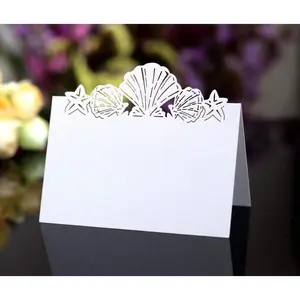 Pack of 50 Beach Themed Wedding Place Card Seashell Table Numbers Name Card