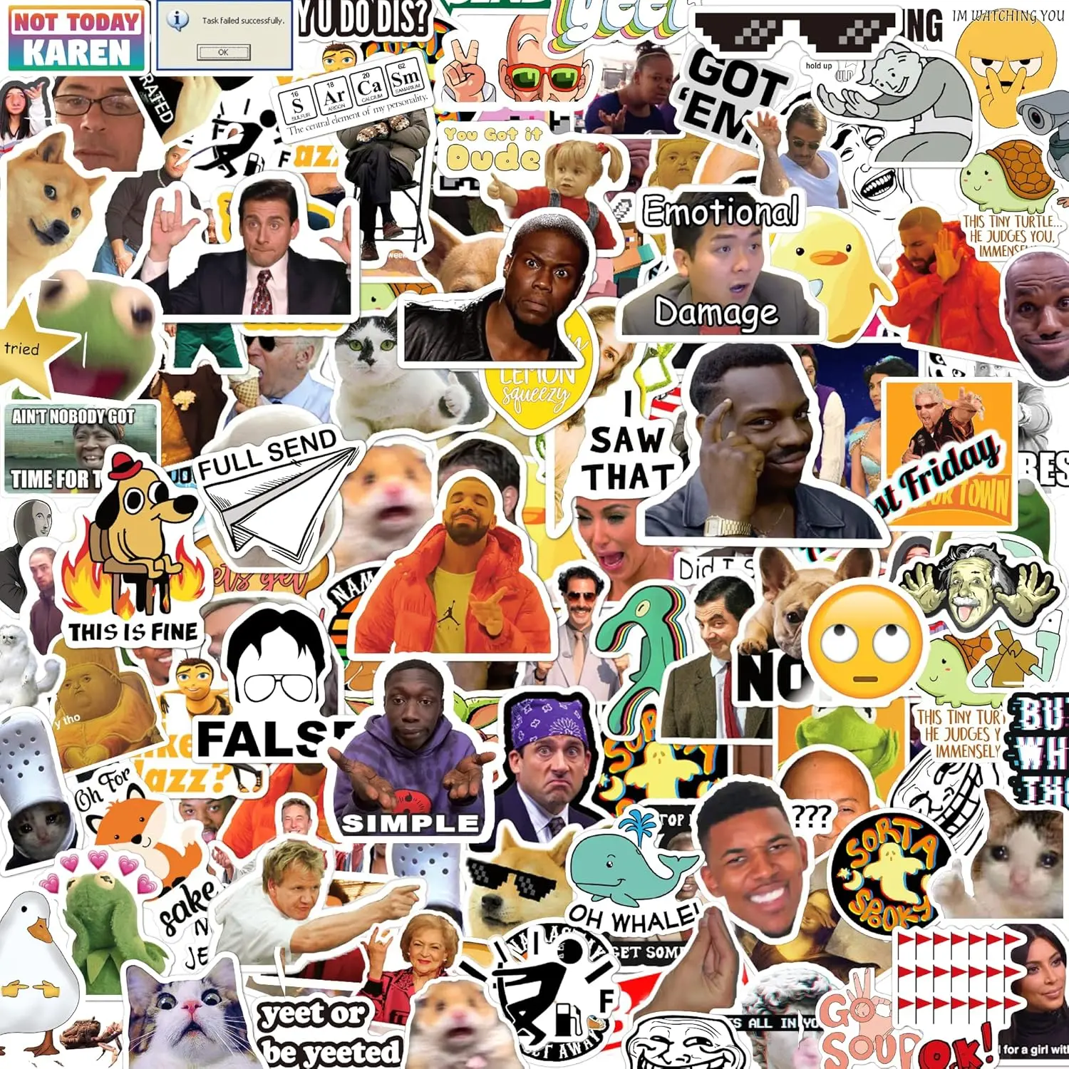 306pcs Funny Meme Vinyl Stickers Pack Large Bulk Sticker for Laptop Phone Water Bottles Computer Cars Vine Sticker Decal DIY Décor for Bumper Accessory Classic Style