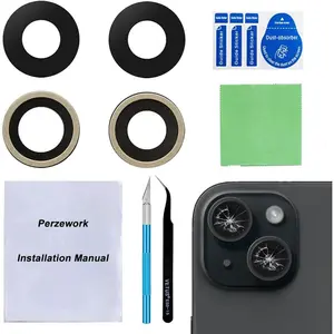 Back Rear Camera Lens Glass Replacement for iPhone 15 and iPhone 15 Plus with pre-Installed Adhesive and Reparing Toolkit