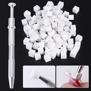 100 Piece Mini Nail Art Gradient Sponge Set for Gradient Stamping and Polishing, Professional Nail Painting Brushes with Pickup Pen