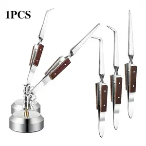 Welding Tweezers Set with Cross Lock, Industrial Jewelry Tweezers with Base, 360° Rotatable, Ideal for Jewelry Making, Welding, Repair
