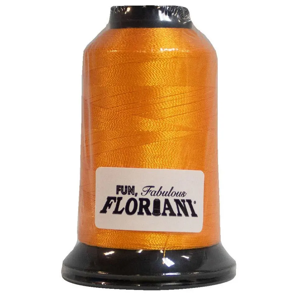 Floriani Polyester Embroidery Thread - 40 wt, 1000M / 1100Yds, Bright, Refined Finish, Crisp Detail, Athletic Gold, Durable Stitching, Reliable Performance for Monograms, Regal Decorative Accents - PF0525, Elegant Monograms