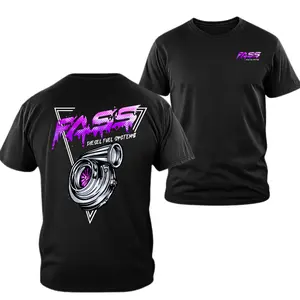 FASS Diesel Turbo Graphic T-shirt, 2 Sides Purple Neon Fuel Systems Turbocharger Artwork, Soft Cotton Blend Workwear Tee for Men Women Mechanics Diesel Truck Performance Fans Gift