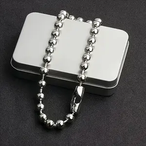 Titanium Steel Bead Chain 5mm 20" Fashion Necklace Gift Jewelry Unisex Men Women