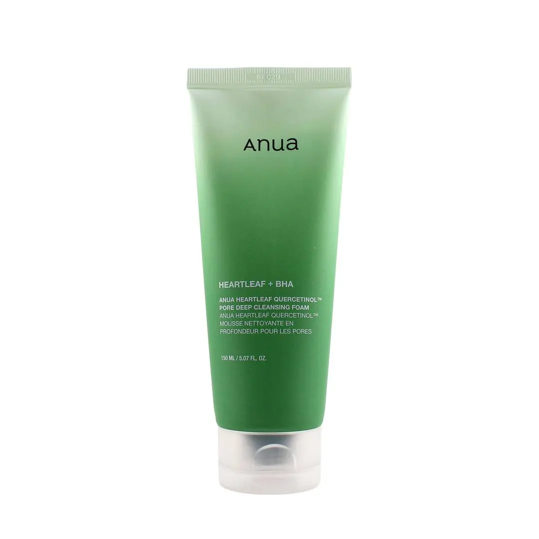 Anua Heartleaf Quercetinol Pore Deep Cleansing Foam 150ml - Fragrance-Free Gentle Facial Cleanser for Facial Cleansing, Oil Control, Soothing Radiant Skin Repair & Moisture Balance with Green Tea & Quercetin