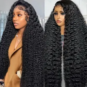 30 Inch Deep Wave Lace Front Wigs Human Hair 13x6 HD Transparent Lace Frontal Wigs Human Hair Deep Curly Human Hair Wigs Pre Plcked Deep Wave Frontal Wigs with Baby Hair for Women