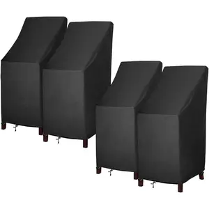 Stackable Patio Chair Covers for Outdoor Furniture, Outdoor Chair Covers , 600D Heavy Duty Lawn Outside Barstool Covers,Fits for 4-6 Stackable Dining Chairs,27"Lx27"Wx49"H, 4 Pack