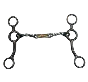 Dutton 3-Piece Dogbone w/Twisted Bar Short Cheek Swept Back Gag Bit